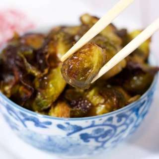 Crispy Roasted Brussels Sprouts with Sweet Soy Glaze