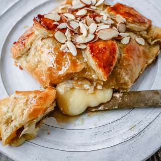 Honey Almond Puff Pastry Wrapped Brie