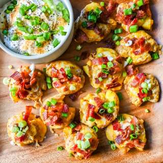 Bacon Cheddar Loaded Smashed Potatoes