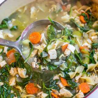 Leftover Turkey Spinach Noodle Soup