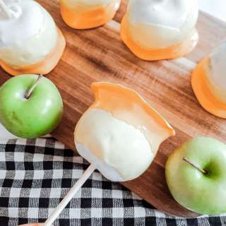 Candy Corn Candy Apples for Halloween
