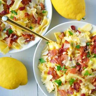Lemon Garlic and Crispy Bacon Pasta