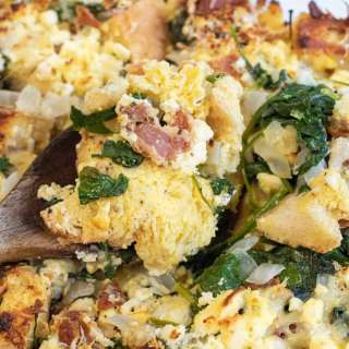 Bacon Spinach and Feta Breakfast Strata