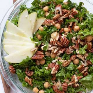 Kale Chickpea Salad with Candied Pecans