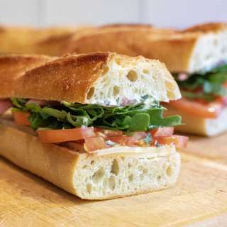 Tomato Arugula Baguette Sandwich