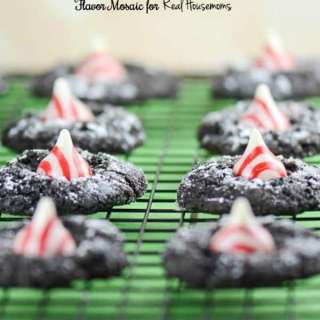 Peppermint Kiss Chocolate Crinkle Cookies