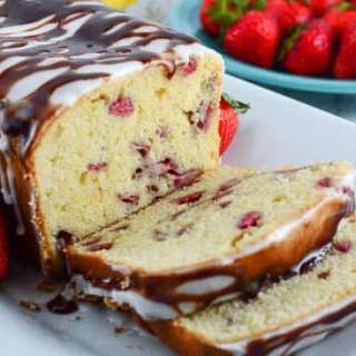 Lemon Strawberry Pound Cake with Chocolate Ganache