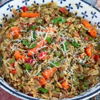 Garlic Parmesan Orzo Primavera