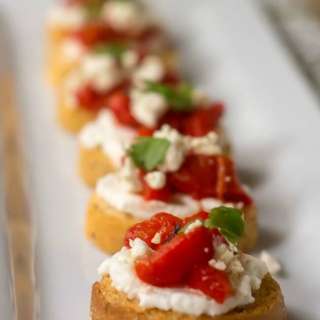 Roasted Red Pepper Ricotta Crostini