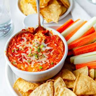 Baked Buffalo Chicken Dip Recipe (with Cream Cheese)
