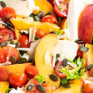 Grilled Peach Tomato Salad with Mozzarella
