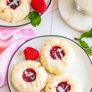 Raspberry Thumbprint Cookies with Lemon Glaze