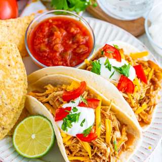 Slow Cooker Adobe Shredded Chicken Tacos