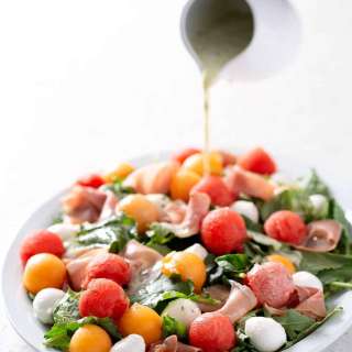 Melon Prosciutto Salad Platter with Lemon Salad Dressing