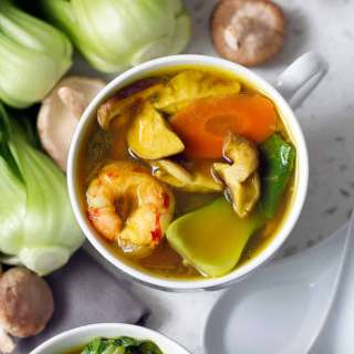 Shrimp Bok Choy and Turmeric Soup