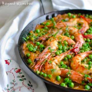 Kimchi Chorizo Shrimp Paella