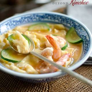 Korean Corn Dumpling Soup with Shrimp