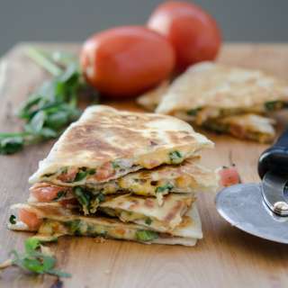 Tomato and Cheese Quesadilla with Pickled Jalopeño
