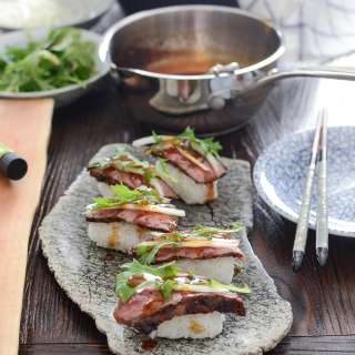 Beef Steak Sushi with Teriyaki Sauce