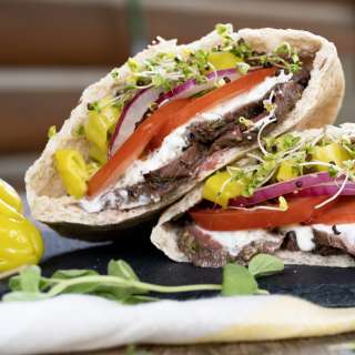 Grilled Pronghorn Gyros with Homemade Tzatziki