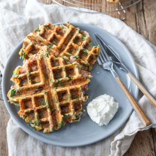 Savory Waffles with Spinach, Ham, and Cheese