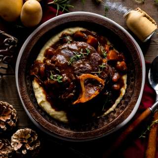 Elk Osso Buco with Brown Butter Mashed Potatoes