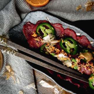 Venison Sashimi with Ponzu and Chili Crisp