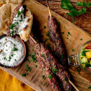 Ground Antelope Kofta with Yogurt Sauce
