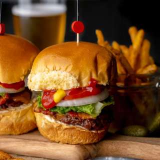 Grilled Elk Burger Sliders with Bacon