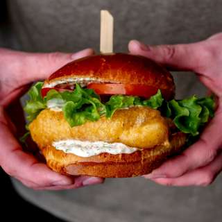 Beer-Battered Halibut Sandwiches with Lemon Dill Sauce