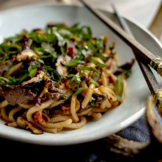 Spicy Venison Stir Fry with Udon Noodles
