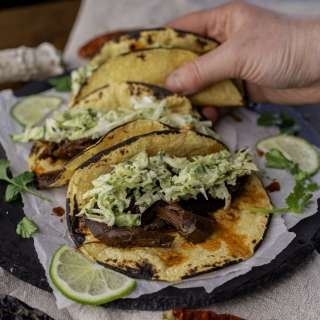 Venison Shank Tacos with Apple Slaw