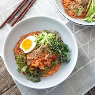 Easy Bibim Guksu (Korean Cold Kimchi Noodles)
