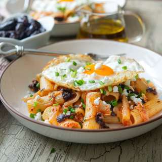 Kimchi Olive Pasta (Greek-Korean Fusion Recipe)