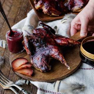 Grilled Whole Chukar with Plum Sauce