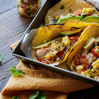 Grilled Halibut Tacos with Charred Corn Salsa