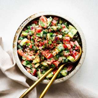 Tomato Cucumber Tahini Salad