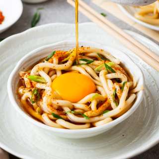 Tsukimi Udon (Japanese Moon Viewing Noodle Soup)