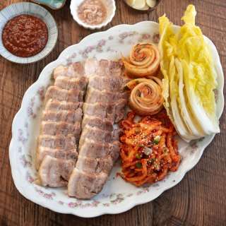 Bossam (Korean Boiled Pork Belly Wraps)
