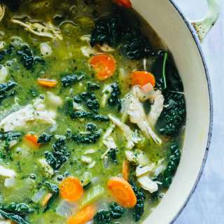 Pesto Chicken Soup with Beans and Greens