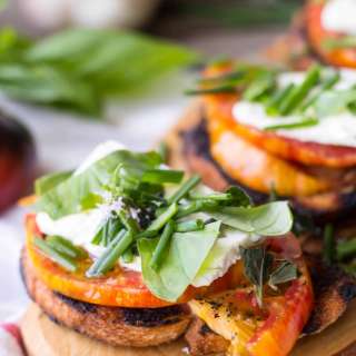 Heirloom Tomato Toasts with Feta + Herbs