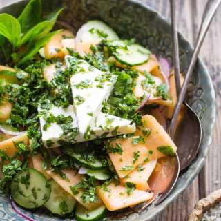 Cucumber Melon Salad with Feta and Mint