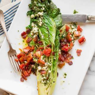 Grilled Romaine Wedge Salads with Blue Cheese Vinaigrette