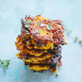 Butternut Squash Fritters with Spiced Yogurt
