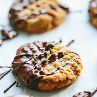 5 Ingredient Chocolate Dipped Peanut Butter Cookies