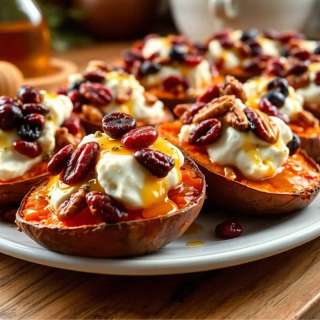 SWEET POTATO ROUNDS WITH GOAT CHEESE & CRANBERRIES