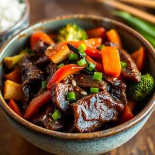 TERIYAKI GLAZED BEEF STIR-FRY WITH BROCCOLI