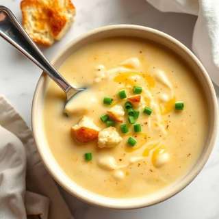 ROASTED GARLIC CHEDDAR CAULIFLOWER SOUP