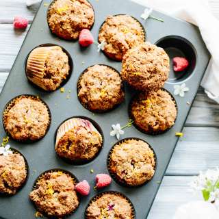 Paleo Orange Raspberry Crumb Muffins