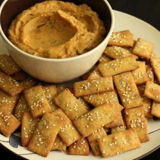 Middle Eastern Falafel Crisps with Spicy Red Lentil Dip